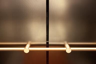 LEVELc-1000A Elevator Interior in Fused Nickel Silver with Linen finish; Comp