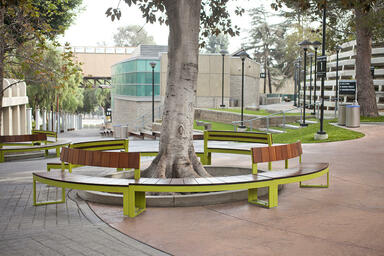 Custom Duo Benches with custom color powdercoated frames and FSC&reg; 100% Ip&eacute;