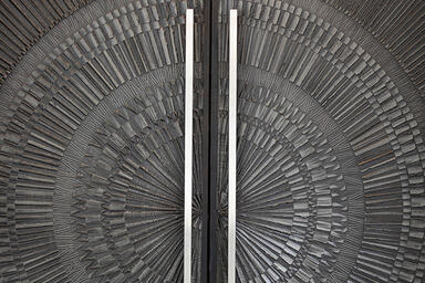 Bonded Metal Doors in Bonded Nickel Silver with Dark Patina and Corona pattern