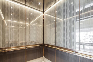  LEVELe-105 Elevator Interior; Capture panels in ViviGraphix Graphica glass