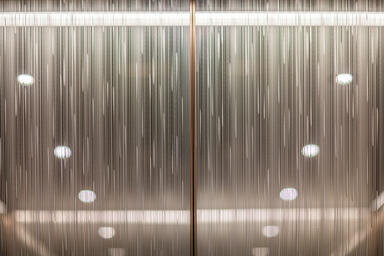 LEVELe-105 Elevator Interior: ViviGraphix Graphica glass, customized Silkworm.