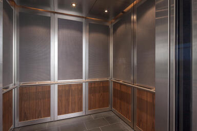 LEVELc-2000 Elevator Interior with upper panels in Bonded Aluminum