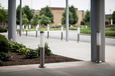 Light Column Bollards shown in Stainless Steel with Satin finish at IU Health