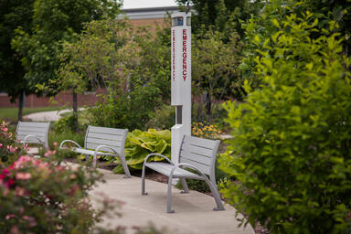 Camber Benches shown in 6 foot configuration with Aluminum Texture