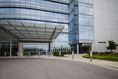 Light Column Bollards shown in Stainless Steel with Satin finish at IU Health