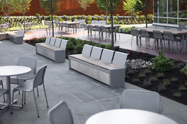 Vector Seating System in 6-foot configuration with seat backs and Silver Texture