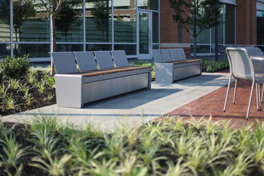 Vector Seating System in 6-foot configuration with seat backs and Silver Texture