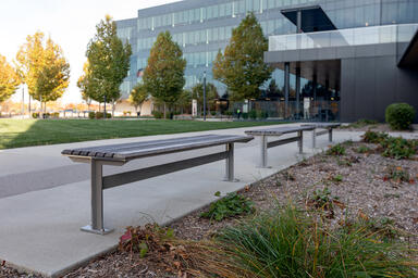 Knight Benches in 6-foot, backless configuration with Aluminum Texture
