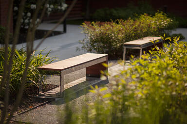 Duo Benches shown with Polished Stainless Steel frames