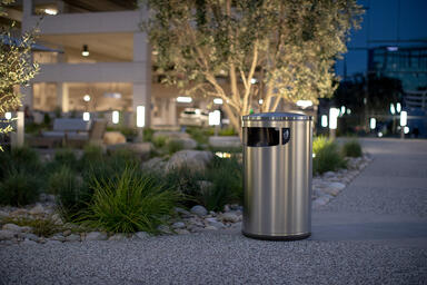 Universal Litter &amp; Recycling Receptacle shown in standard opening/standard openi