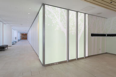 LEVELe Wall Cladding System with LightPlane Panels in ViviSpectra Spectrum glass