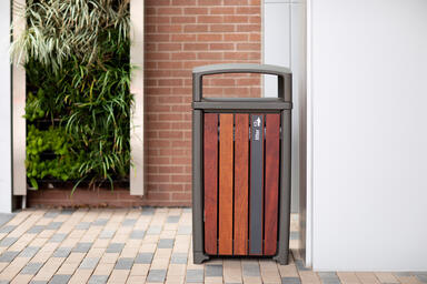 Cordia Litter &amp; Recycling Receptacle shown in single-stream configuration with S