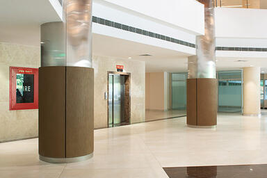 Columns in Stainless Steel with Satin finish and Bonded Bronze with Natural Pati