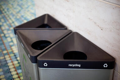 Triad Litter &amp; Recycling Receptacles shown in 16 gallon configurations 