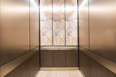 LEVELe-105 Elevator Interior with customized panel layout; Capture panels in Viv