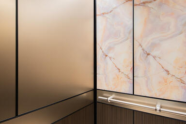 LEVELe-105 Elevator Interior with customized panel layout; Capture panels in Viv