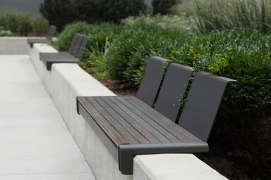 Vector Seating System shown in 6-foot, backed configuration with Slate Texture