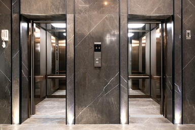 LEVELe-105 Elevator Interiors with customized panel layout: panels in Fused
