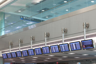 InForm Information Display System shown in custom ceiling mount configuration