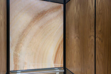 LEVELe-106 Elevator Interior with customized panel layout; Capture panels 