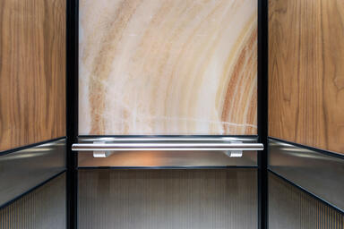 LEVELe-106 Elevator Interior with customized panel layout; Capture panels