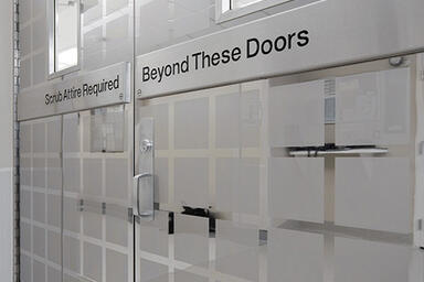 Stainless Steel Doors in Mirror Finish with ECO204D Eco-Etch pattern 