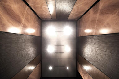 LEVELe-101 Elevator Interior with customized panel layout; Capture panels