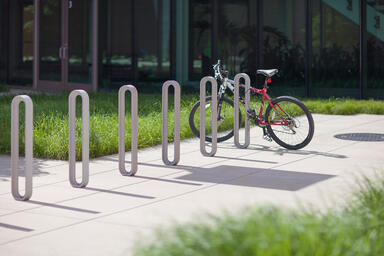 Olympia Bike Racks shown with Aluminum Texture powdercoat