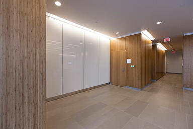 LEVELe Wall Cladding System with Blind panels; insets in ViviChrome Chromis 