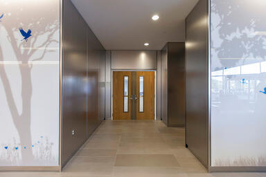 LEVELe Wall Cladding System with Blind panels; insets in ViviSpectra Spectrum