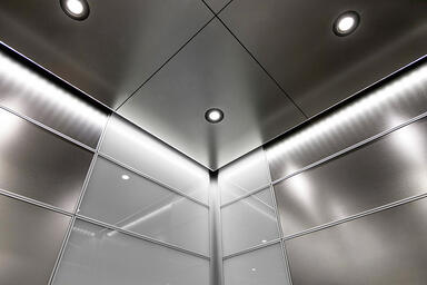 Elevator Ceiling with LED downlights and LED perimeter accent lighting
