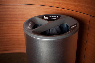 Universal Litter & Recycling Receptacle shown in 36 gallon, top opening