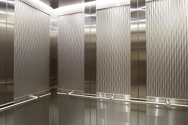 LEVELc-2000N Elevator Interior with upper inset panels in Stainless Steel