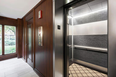 LEVELe-104A Elevator Interior; Minimal panels in Bonded Aluminum 