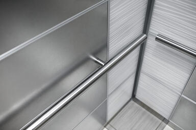LEVELe-103 Elevator Interior with Capture panels in ViviGraphix Graphica glass 
