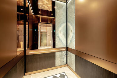LEVELe-105 Elevator Interior with customized panel layout; Minimal panels in Viv