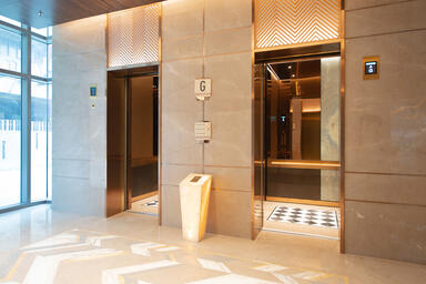 LEVELe-105 Elevator Interiors with customized panel layout; Minimal panels in Fu