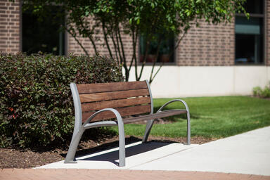 Camber Bench shown in 6 foot configuration with custom-color powdercoated frame