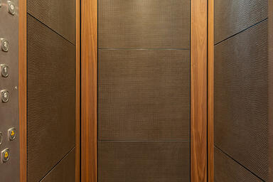 LEVELe-102 Elevator Interior with customized panel layout; panels in Bonded Bron