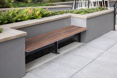 Knight Bench in custom 7-foot length, backless configuration with Dark Grey