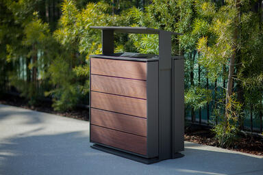 Apex Litter &amp; Recycling Receptacle in 36 gallon, split-stream configuration