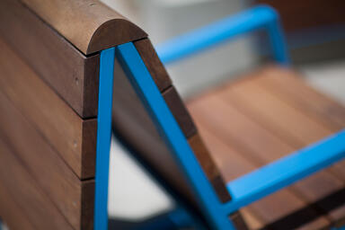 Custom rocking chair shown with Azure texture powdercoated frame