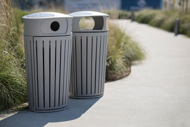 Dispatch Litter &amp; Recycling Receptacles shown in 45 gallon configuration