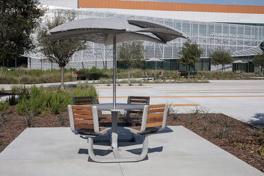 Soleris Sunshades shown with Aluminum Texture powdercoated panels and framesT