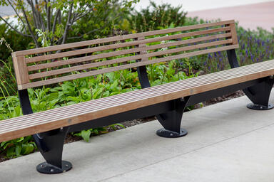 Pacifica Bench shown in 12 foot, short back, surface mount configuration  