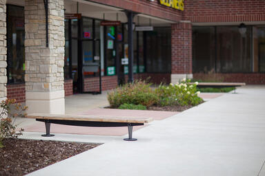 Pacifica Benches shown in 8 foot, backless, surface mount configuration 