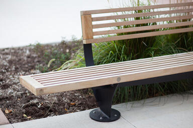 Pacifica Bench shown in 12 foot, short back, surface mount configuration 