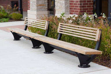 Pacifica Benches shown in 8 foot, short back, surface mount configuration 