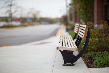 Pacifica Bench shown in 8 foot, short back, surface mount configuration 