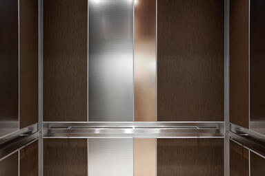LEVELe-101C Elevator Interior; Capture panels in Bonded Bronze 